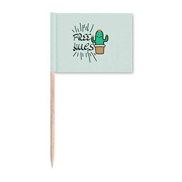 Imagem de Marcadores de palito de dente com coração de cacto para decoração de festa