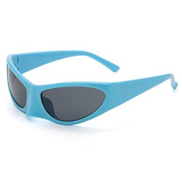 Imagem de Óculos de sol tipo olho de gato vintage para mulheres Óculos de sol de condução cor doce para homens Chic Hip Hop Tons, azul cinza, tamanho único