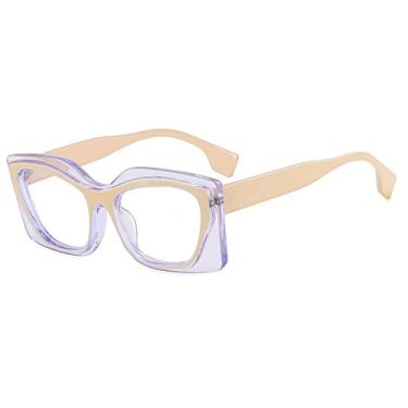 Imagem de Óculos Retângulo Patckwork Para Mulheres Óculos Leopardo Transparente Armação Sombras Femininas, 1, Tamanho Único