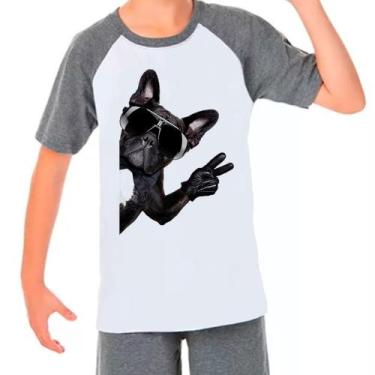 Imagem de Camiseta Raglan Bulldog Pet Cachorro Cinza Branco Inf01 - Design Camis