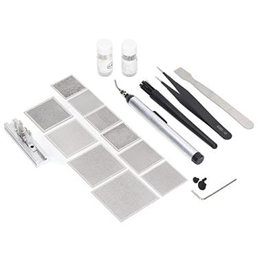 Imagem de Estação de Retrabalho de Reballing, Suporte de Estação de Reballing Conjunto de Reballing Conjunto de Modelo de Reballing Ferramentas de Ventosa de Malha para Reparo Eletrônico