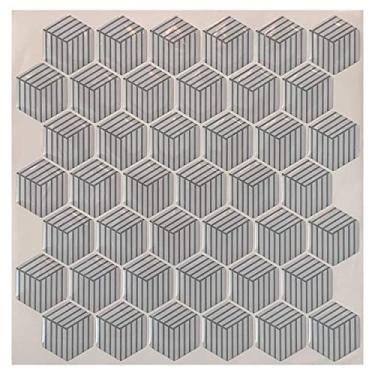 Imagem de Pastilha Adesiva Resinada Hexagonal Cubo Kit 4 Placas 3 M
