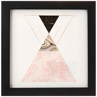 Imagem de Arte Maníacos Quadro Decorativo Tela Canvas Geométrico Triângulos Pirâmide - 20x20cm (Moldura caixa laca preta)
