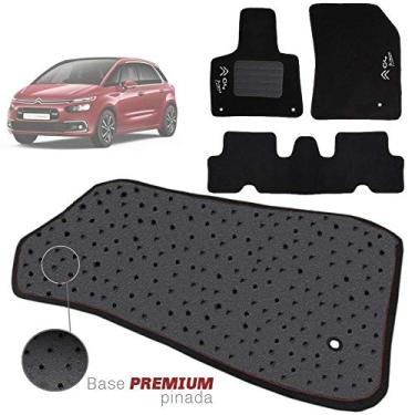 Imagem de Jogo de Tapete Carpete Tevic Pinado Compatível com C4 Picasso 2017 18 19 Impermeável Lavável Logo Bordado 5 Peças