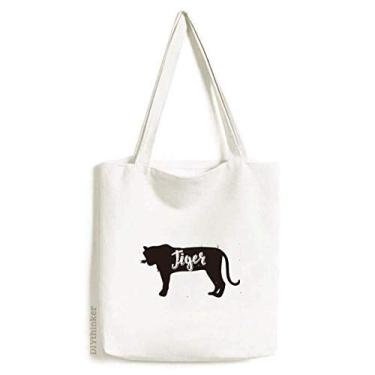 Imagem de Bolsa tiracolo de lona preta e branca com estampa de animal de tigre, bolsa casual
