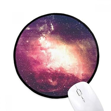 Imagem de Mouse pad rosa nebulosa Golden Planet lindo estético, tapete redondo para escritório para computador