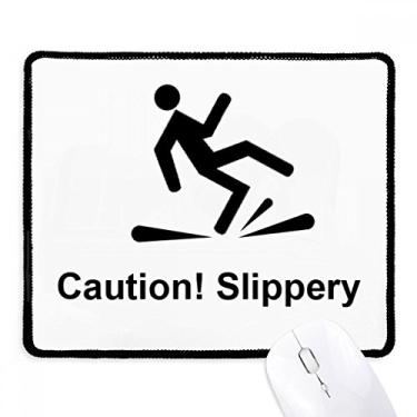 Imagem de Mousepad Caution Slippery Black Symbol Mousepad costurado Edge Mat Rubber Gaming Pad