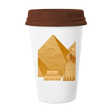 Imagem de Caneca de cerâmica com estampa de arte da pirâmide do Egito com estampa de esfinge de café