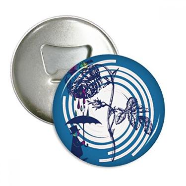 Imagem de Plant Leaves Chapéu de guarda-chuva rosa abridor de garrafa de flores, emblema multifuncional