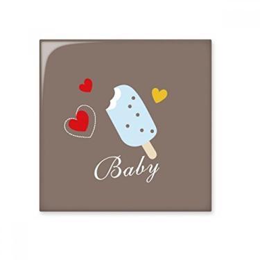 Imagem de Coração azul picolé doce sorvete cerâmica azulejo brilhante decalque pedra adornada tijolo vitrificado