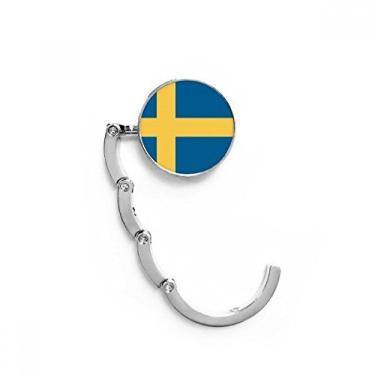 Imagem de Gancho de mesa da Suécia com bandeira nacional da Europa e fecho decorativo dobrável