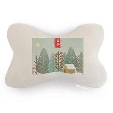 Imagem de DIYthinker Almofada para decoração de pescoço circular Winter Begins Twenty Four Solar Term Car Trim, almofada para apoio de cabeça