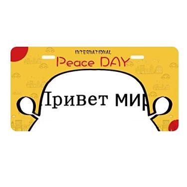 Imagem de DIYthinker Placa russa Hello World para decoração de carro, dia da paz