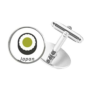 Imagem de DIYthinker Abotoaduras tradicionais japonesas pretas Maki sushi com botão redondo