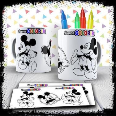 Imagem de Kit Caneca Vamos Colorir Mickey Mouse + Jogo De Canetinhas - Mary Pop