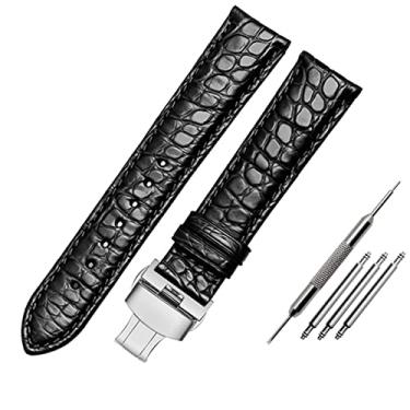 Imagem de DFAMIN Pulseira de couro de pele de crocodilo dupla face para qualquer marca Pulseiras de relógio de pulso 18mm 19mm 20mm 21mm 22mm para pulseira masculina (cor: preto, tamanho: 21mm)