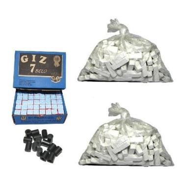 Imagem de Kit 2 Kg Giz Branco 144 Azul 20 Ponta Mesa Bar Taco Sinuca
