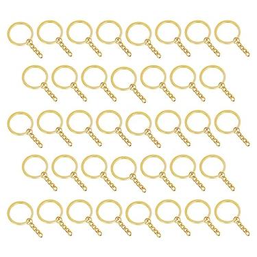 Imagem de 50 Unidades Acessórios Para Mochila Anéis De Projeto De Artesanato Diy Kit De Chaveiros Redondos Anéis De Chaveiro Com Corrente Anel Chaveiro Acessórios Chave Dourado Ligar Metal