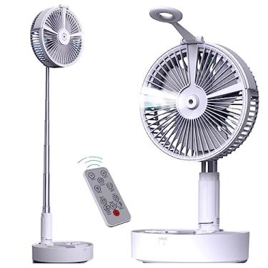 Imagem de Brabola Ventoinha dobrável, portátil, recarregável, dobrável, para viagem, com luz noturna e controle remoto, operado por bateria USB, ventilador de mesa para escritório em casa, acampamento ao ar livre