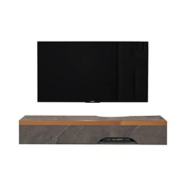 Imagem de JUNNIU Unidade de TV montada na parede, suporte de TV flutuante com 1 porta, prateleira de armazenamento de console multimídia/vídeo, sala de estar, quarto, prateleira com orifício para cabo/uma decoração