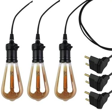 Imagem de Kit 3 Pendente de Tomada 2M Com Chave E Bocal E-27 Com Plugue