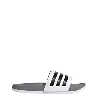 Imagem de adidas Sandália Adilette Comfort Slides unissex para adultos, Branco/preto/cinza 3, 10 Women/9 Men