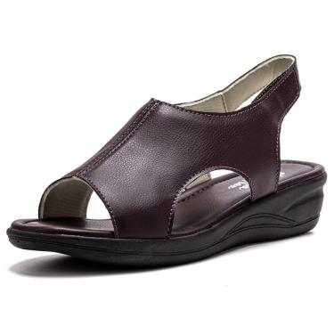 Imagem de Sandália Ortopédica Esporão Salto Baixo Mr Try Shoes Anabela Conforto Ajustável Marrom  feminino