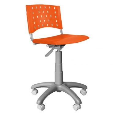 Imagem de Cadeira Secretária Giratória Plástica Singolare Laranja - Ultra Móveis
