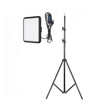 Imagem de Luz de anel LED luz de vídeo 2800K-7000K luz de painel lâmpada de preenchimento de estúdio iluminação de fotografia suporte de luz de foto para transmissão ao vivo luz de selfie (cor: 8 polegadas w tripé)