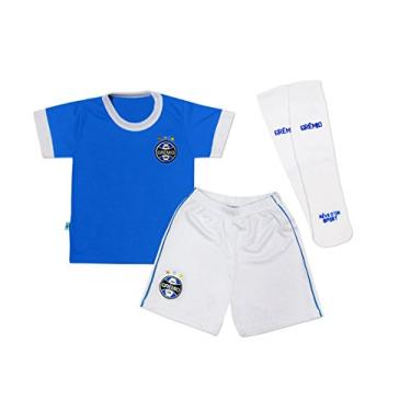 Imagem de Conjunto camiseta, shorts e meia Grêmio, Rêve D'or Sport, Crianças, Azul/Preto/Branco, 8
