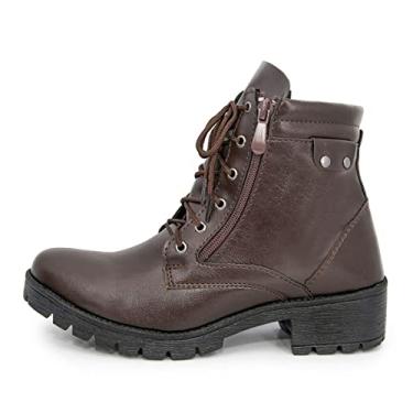 Imagem de Bota Coturno Feminino forrado calce fácil Br2 117150041 MARROM Cor:Marrom;Tamanho:37;Genero:Feminino