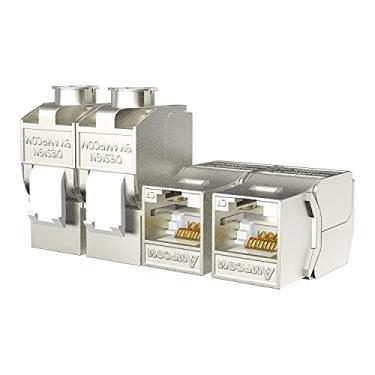 Imagem de Acoplador sem ferramentas AMPCOM blindado CAT7 chaveiro de liga de zinco RJ45 pacote com 5