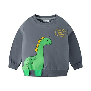 Imagem de Camiseta de gelo para bebês meninas meninos outono inverno estampa dinossauro algodão manga longa moletom roupas treino tops homens, B, 3-4T
