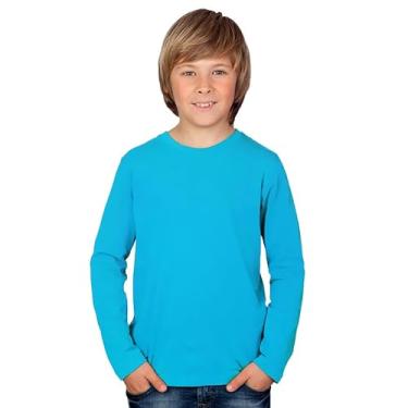 Imagem de Blusa Camisa Camiseta Térmica Infantil Proteção Solar 50UV Moda Praia Piscina Verão (10, Azul Aço)