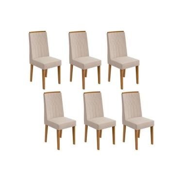 Imagem de Kit 6 Cadeiras Sala Jantar Exclusive 6 Un Rovere/Amêndoa/Linho Rinzai Bege - Lopas