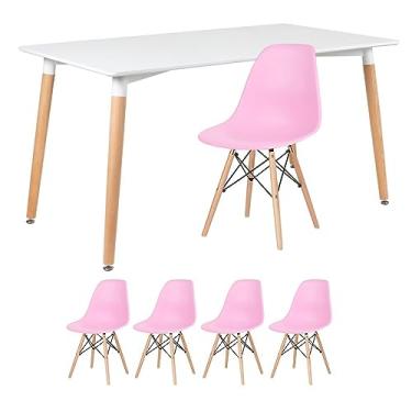 Imagem de Loft7, Mesa de jantar retangular Eames 80 x 140 cm + 4 cadeiras Eiffel DSW
