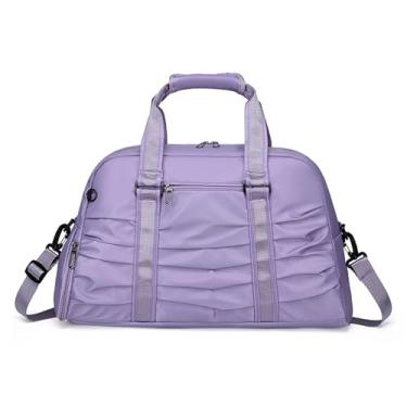 Imagem de Bolsa Esportiva Feminina para Academia, Mala de Viagem com Alça Transversal,Bolsa para Treino com Compartimento para Tênis, Mala Impermeável para Notebook - Linha Premium Occhioro (Lilás)