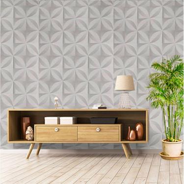 Imagem de Papel de Parede Geométrico Efeito 3d Adesivo Lavável Decoração de Quarto Sala Copa Lavabo- 5M x 45CM