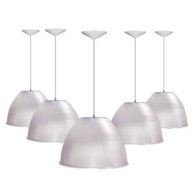 Imagem de kit 5 Luminárias Prismática Para Galpão Pavilhão Industrial 12 Polegadas 30cm Cabo 1,1M