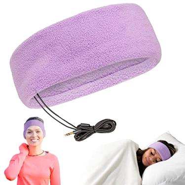 Imagem de Fones de ouvido para dormir e bolsa de viagem da CozyPhones – Fones de ouvido ultrafinos – Fones de ouvido mais confortáveis para dormir – Perfeito para viagens aéreas, relaxamento, meditação e insônia – Preto, Violeta