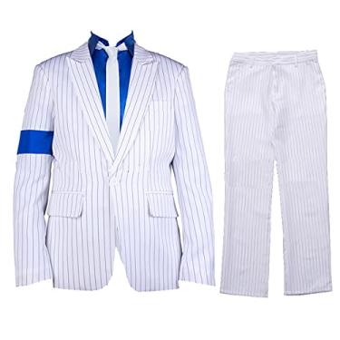 Imagem de Shuang Hao Men's Classical Smooth Criminal Costume Blue Armband Suit Cosplay Costume
