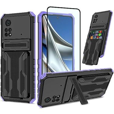 Imagem de GTBDEKI Capa de celular para Xiaomi Poco X4 Pro 5G, 2201116PG, capa com protetor de tela, carteira destacável com suporte para cartão de crédito, capa protetora para celular para Xiaomi Poco X4 Pro 5G