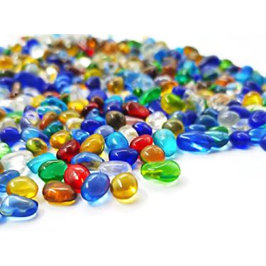 Imagem de Keedolla Pedras de vidro marítimo coloridas transparentes para aquário, cascalho, pedras pequenas, pedras de vidro irregulares, pedras, pedras, pedras de mármore, areia de rocha para jardim, enchimento de vasos, decorações de tanque de tartaruga de peixe