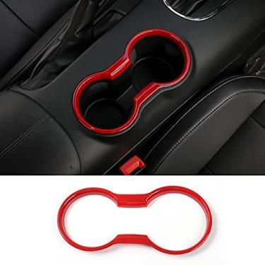 Imagem de CheroCar Porta-copos com acabamento para moldura para Ford Mustang 2015-2020, acessórios internos (vermelho)