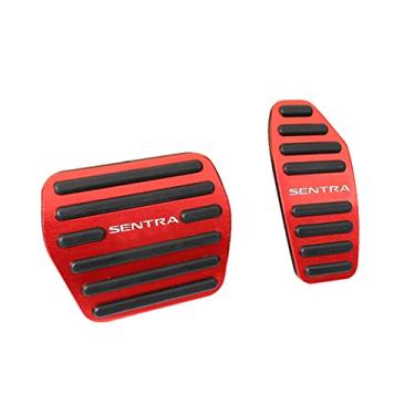 Imagem de Xhfarce Kit de pastilhas de pedal de desempenho antiderrapante de 2 peças para Nissan Sentra 2020 2021 2022, capas de pedal de freio e acelerador de gás de alumínio sem perfuração fácil de instalar