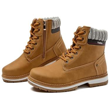 Imagem de sofysofy Botas femininas de trabalho – à prova d'água para caminhadas ao ar livre, construção leve, composta, confortável, zíper para caminhadas, Camelo, 37