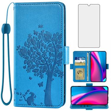 Imagem de Asuwish Compatível com BLU G91s capa carteira e protetor de tela de vidro temperado acessórios alça de pulso suporte de cartão de crédito capa para celular azul G 91s 6,8 17,3 cm 2022 mulheres homens