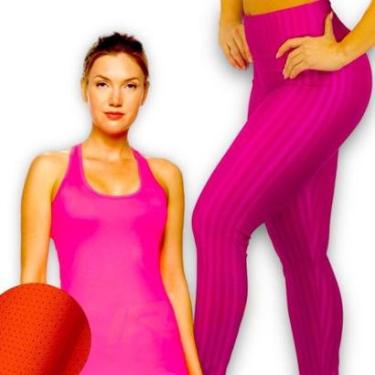 Imagem de Conjunto Camiseta REGATA MALHA FRIA POLIAMIDA + Calça LEGGING 3D Leg Corrida Academia Fitness 570-Feminino