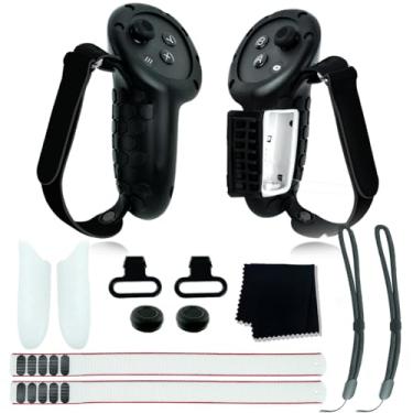 Imagem de Kit de capa antiderrapante antiderrapante com alça de pulso Tampa da bateria Kit de estojo de controlador de bateria removível Tampa oscilante para acessórios Meta Quest 3 VR (preto)/838