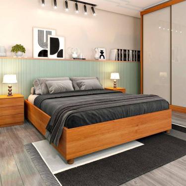 Imagem de base para cama box casal mônaco com 2 mesas de cabeceira veronna 3 gv cinamomo